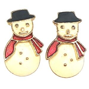 AVON Vintage Snowman Earrings Articulated Dangle